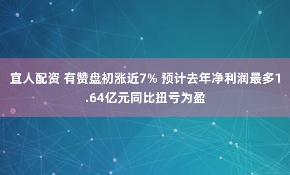 宜人配资 有赞盘初涨近7% 预计去年净利润最多1.64亿元同比扭亏为盈