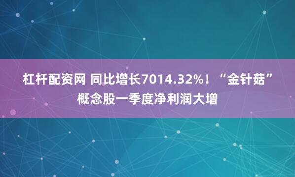 杠杆配资网 同比增长7014.32%！“金针菇”概念股一季度净利润大增